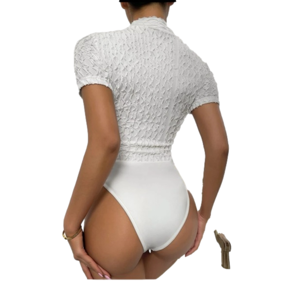 White Short Sleeve Bodysuit - Picture 2 of 8